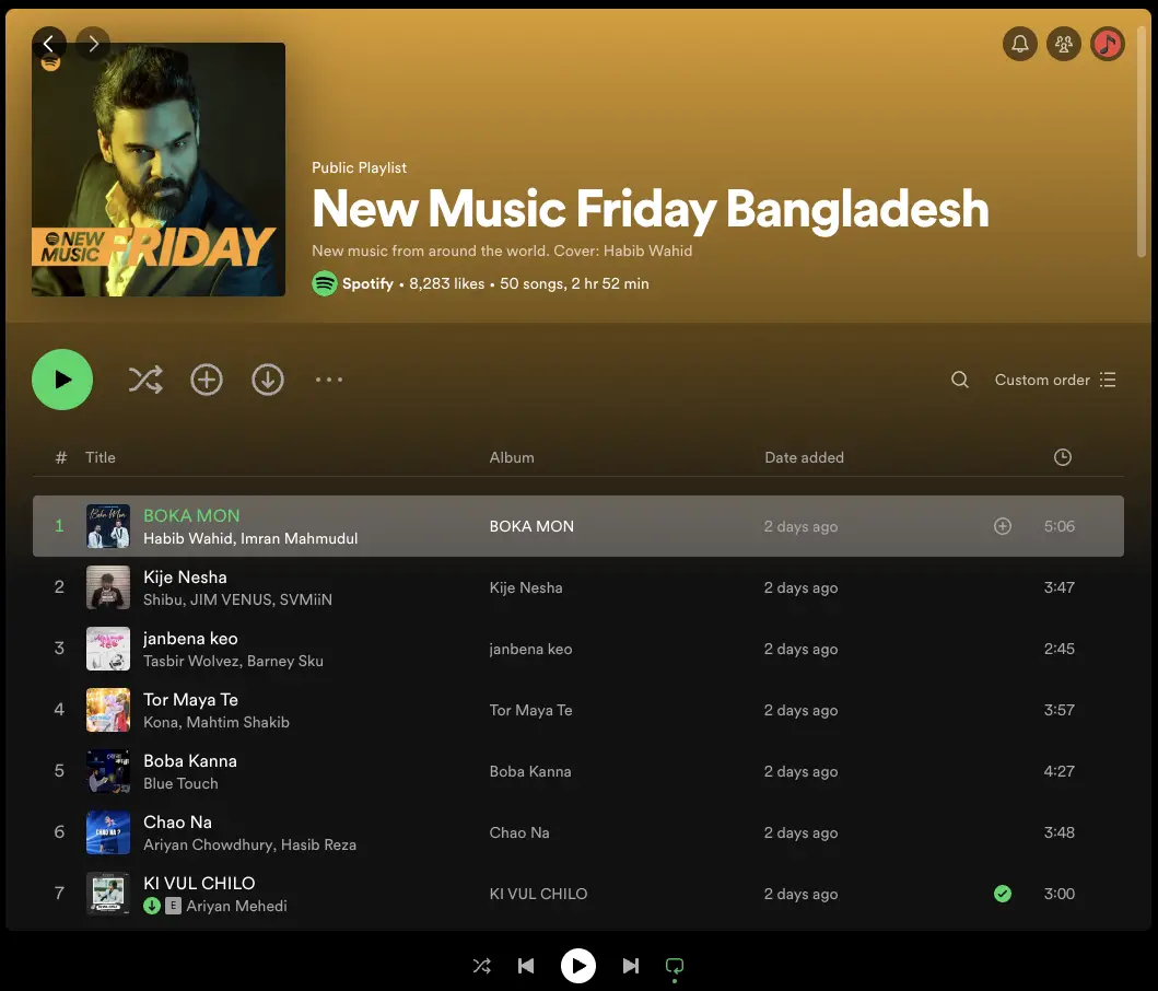 New Music Friday Bangladesh, Spotify's official playlists